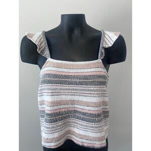 Madewell ruffle halter tank top women’s XXS Neutral color Coastal Boho Beachy